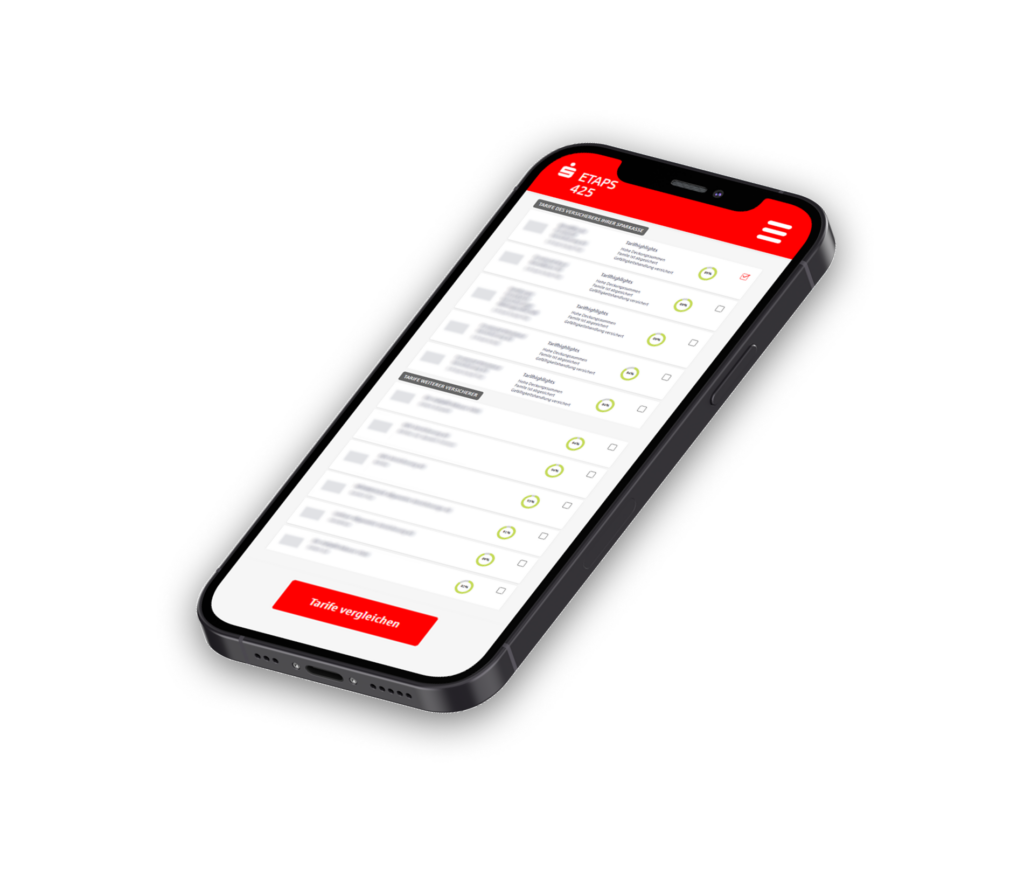 Mock-Up: Ein Smartphone mit einem Screenshot aus dem S-Versicherungsmanager